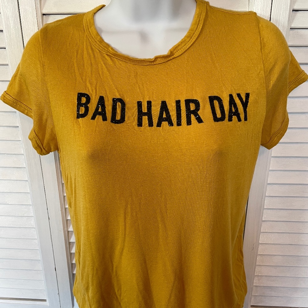 Bad Hair Day Mustard Yellow Tee Medium